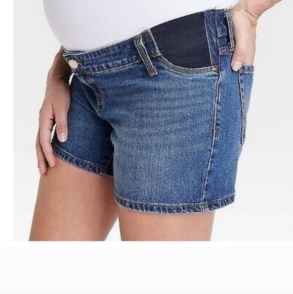 Under Belly Maternity Jean Shorts - Isabel Maternity by Ingrid & Isabel Dark M - Picture 1 of 3